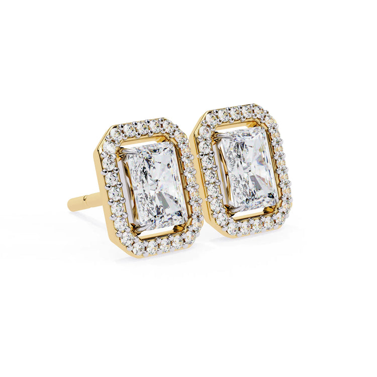 Radiant Cut Cluster Lab Diamond Stud Earring