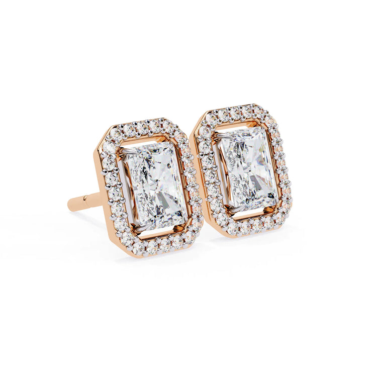 Radiant Cut Cluster Lab Diamond Stud Earring