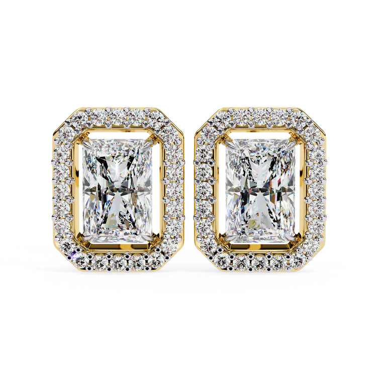Radiant Cut Cluster Lab Diamond Stud Earring