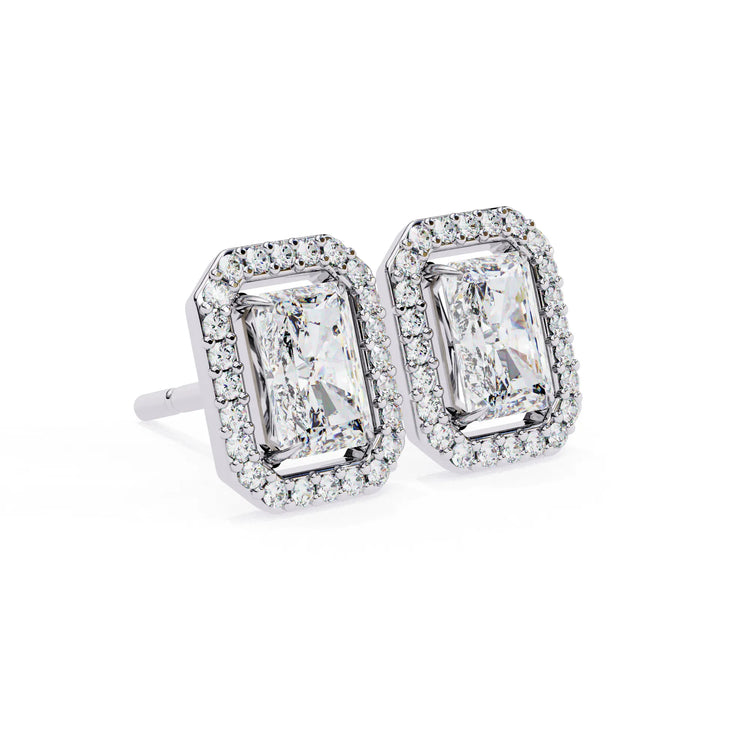 Radiant Cut Cluster Lab Diamond Stud Earring