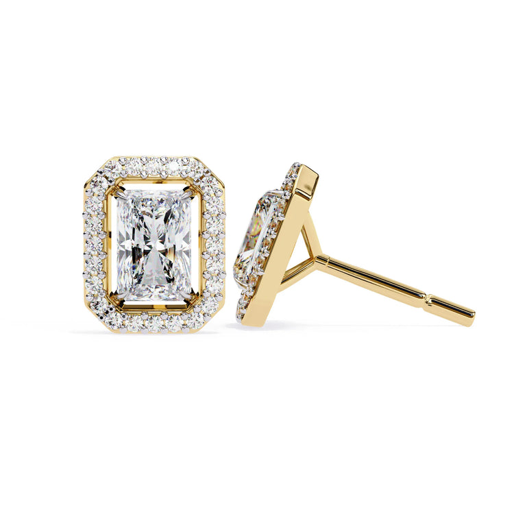 Radiant Cut Cluster Lab Diamond Stud Earring