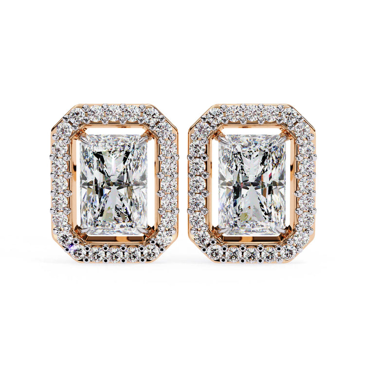 Radiant Cut Cluster Lab Diamond Stud Earring