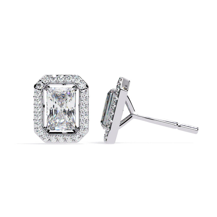 Radiant Cut Cluster Lab Diamond Stud Earring
