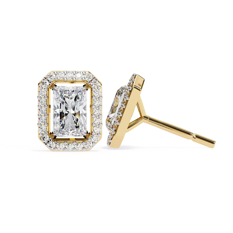 Radiant Cut Cluster Lab Diamond Stud Earring