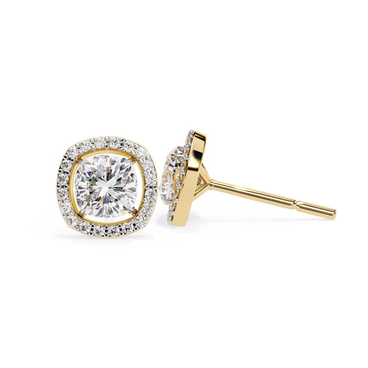 Cushion Cut Lab Diamond Halo Studs Earring
