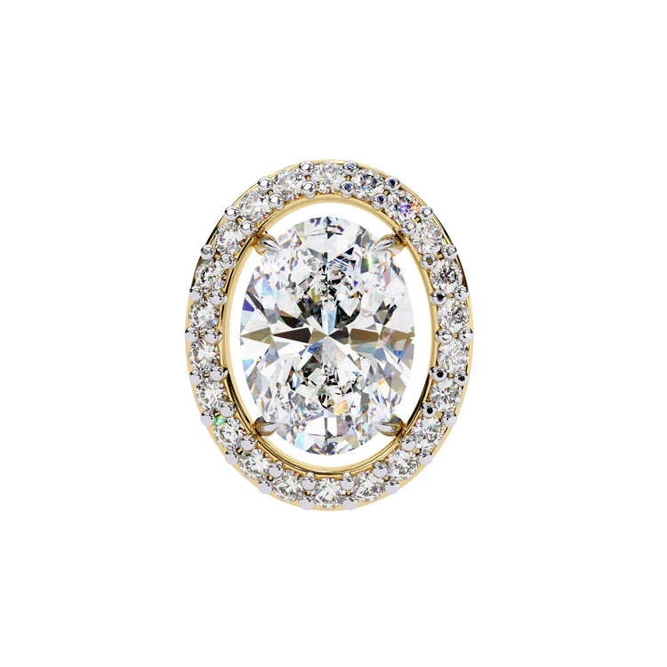 Oval Cut Moissanite Halo Studs Earrings