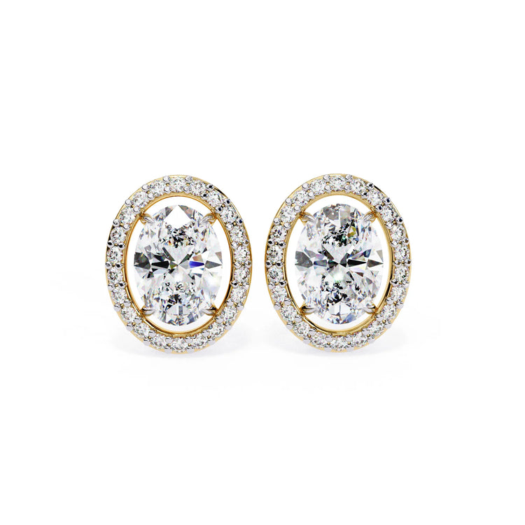 Oval Cut Moissanite Halo Studs Earrings