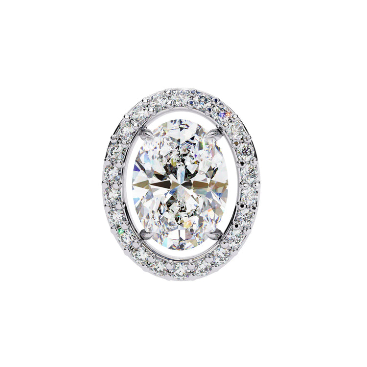 Oval Cut Moissanite Halo Studs Earrings