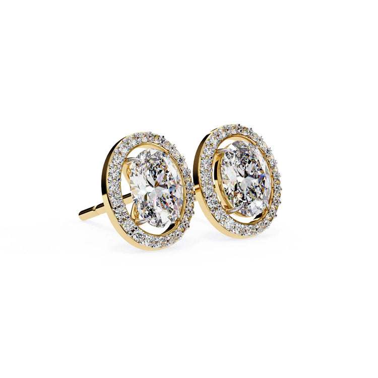 Oval Cut Lab Diamond Halo Studs Earrings