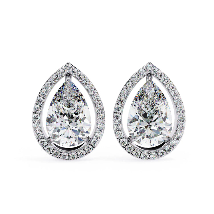 Teardrop Lab Diamond Halo Studs Earrings