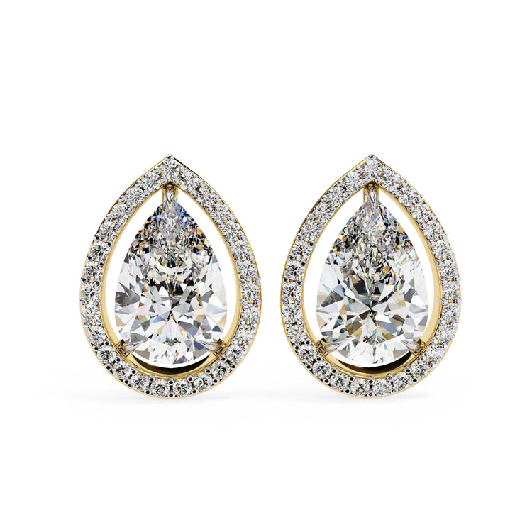 Teardrop Lab Diamond Halo Studs Earrings
