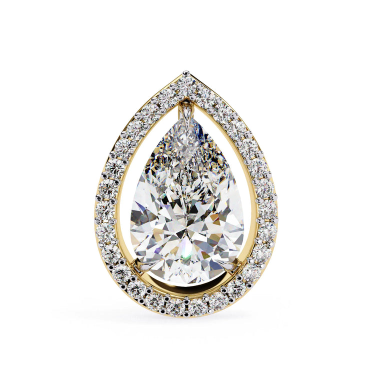 Teardrop Moissanite Halo Studs Earrings