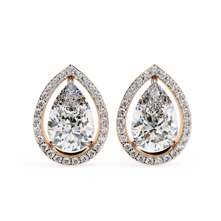 Teardrop Lab Diamond Halo Studs Earrings