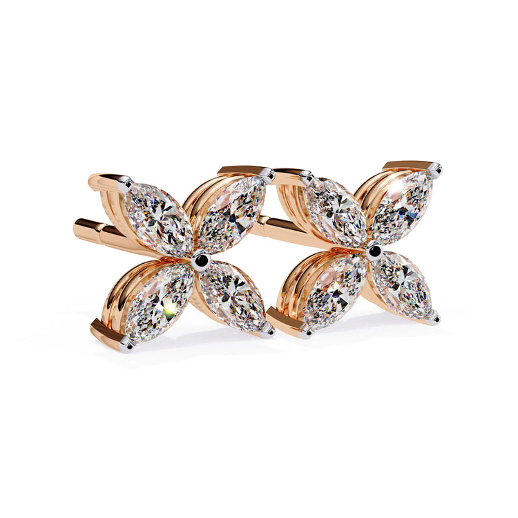 Floral Marquise Cut Lab Diamond Studs Earring