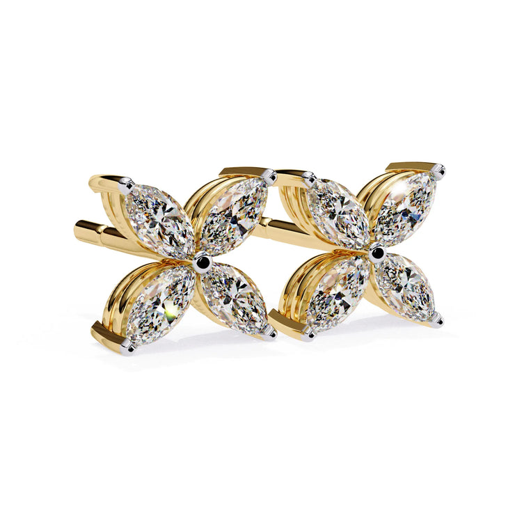 Floral Marquise Cut Lab Diamond Studs Earring