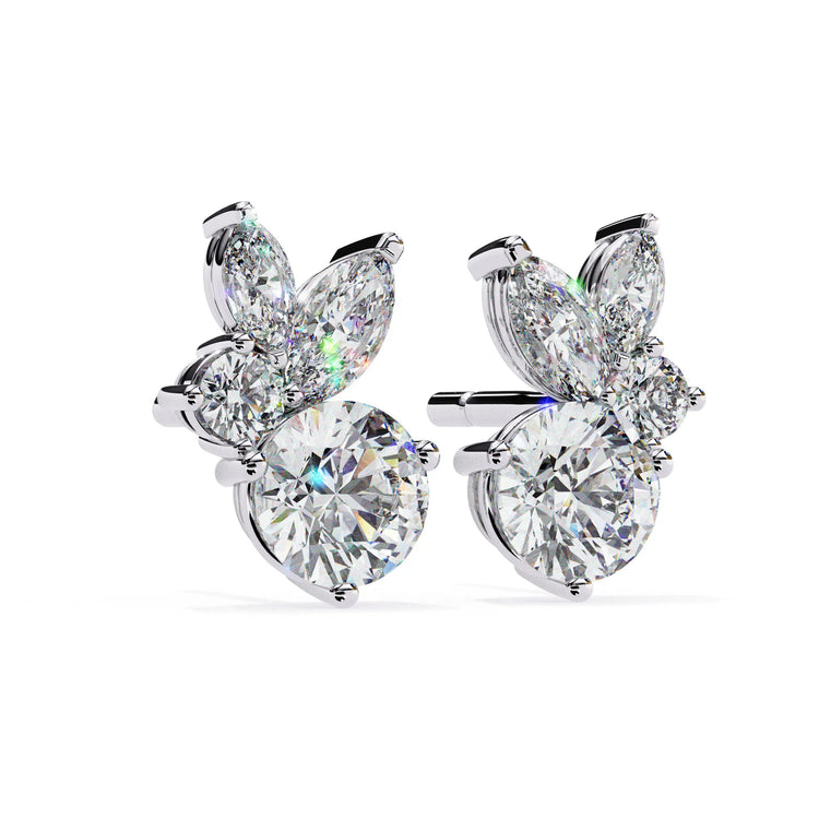 Petal Bloom Round and Marquise Lab Diamond Studs