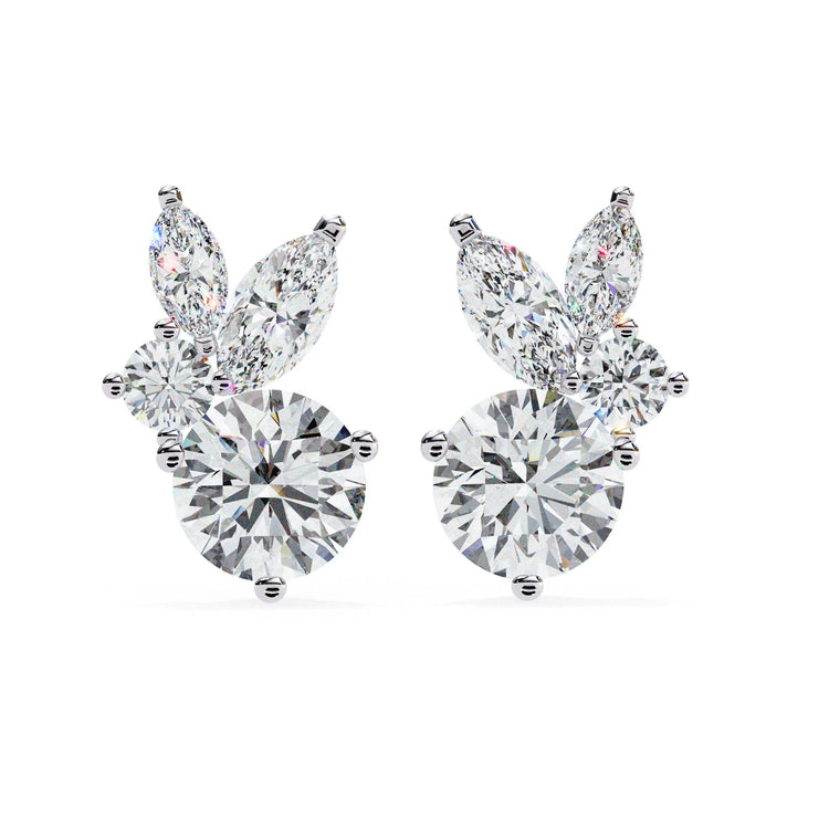 Petal Bloom Round and Marquise Lab Diamond Studs