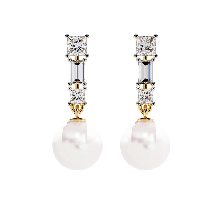 Pearl Drop Lab Diamond Earrings