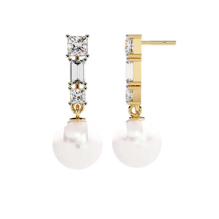 Pearl Drop Lab Diamond Earrings