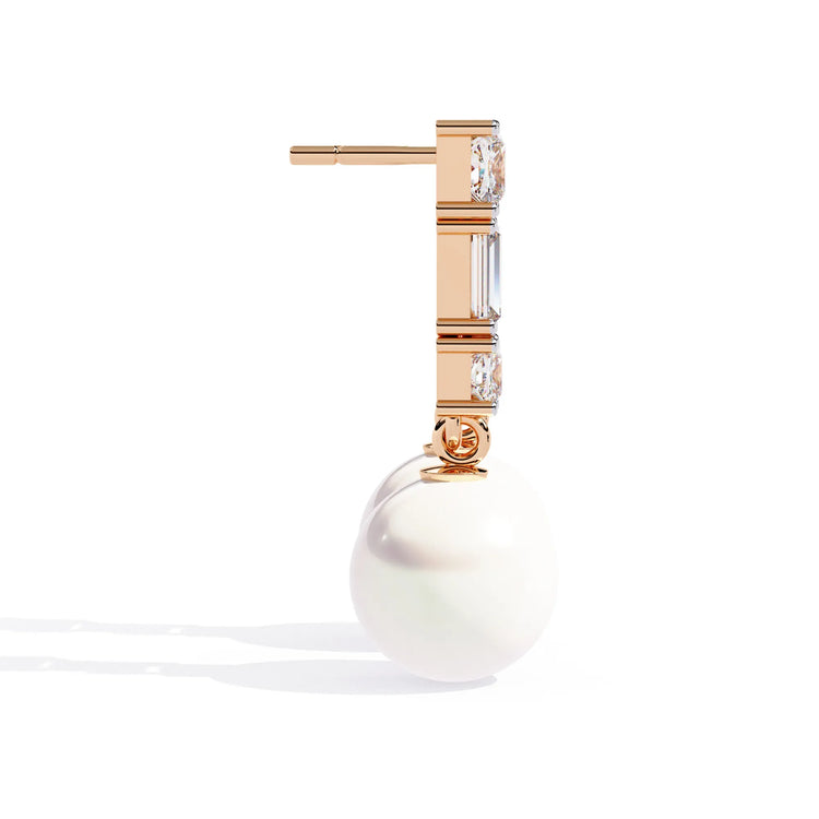 Pearl Drop Lab Diamond Earrings