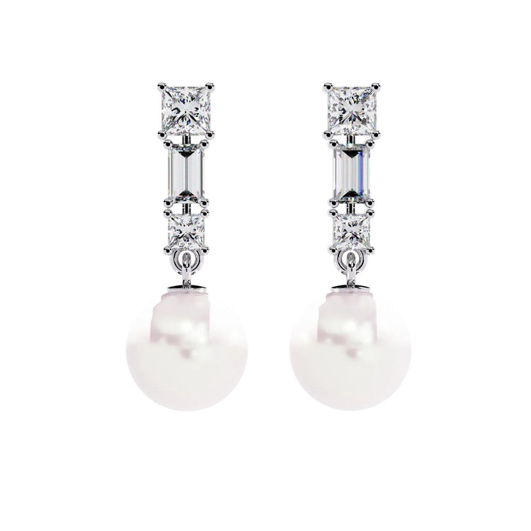 Pearl Drop Lab Diamond Earrings