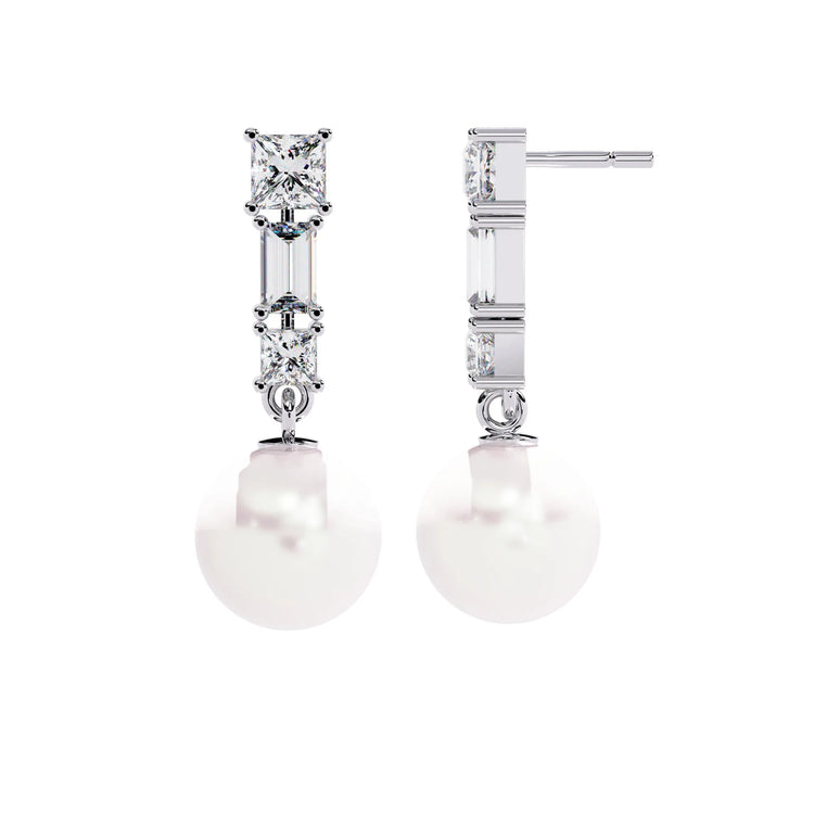Pearl Drop Lab Diamond Earrings