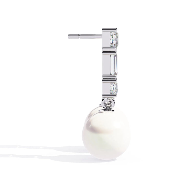 Pearl Drop Lab Diamond Earrings