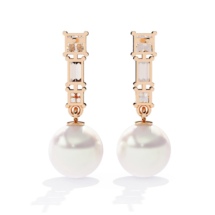 Pearl Drop Lab Diamond Earrings