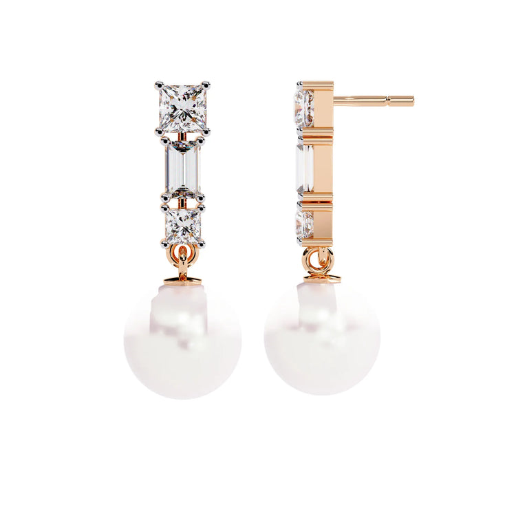 Pearl Drop Lab Diamond Earrings