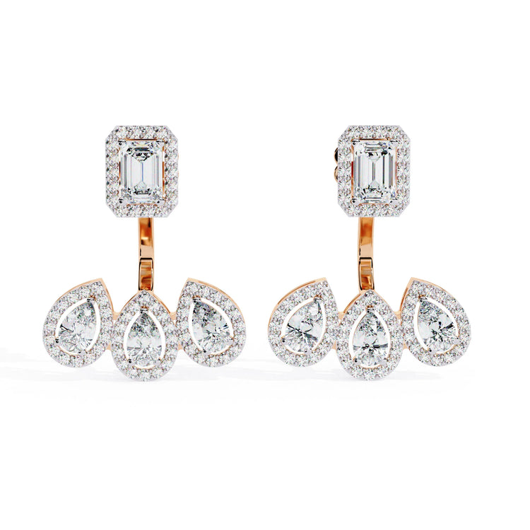 Emerald Elegance Moissanite Front back Earrings