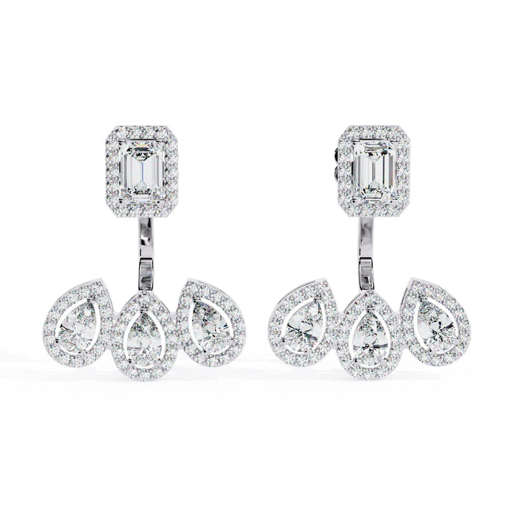 Emerald Elegance Lab Diamond Front back Earrings