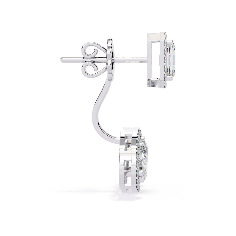 Emerald Elegance Moissanite Front back Earrings