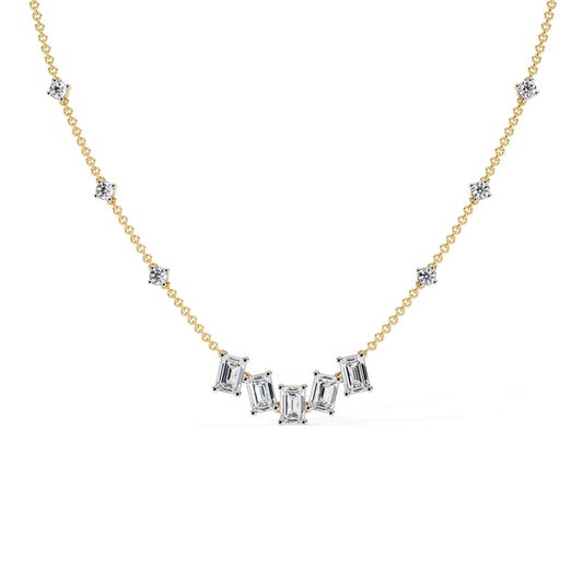 Geometric Radiance Emerald Cut Lab Diamond Necklace