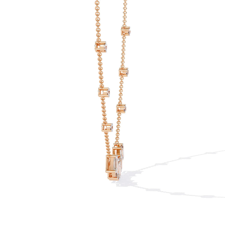 Geometric Radiance Emerald Cut Moissanite Necklace