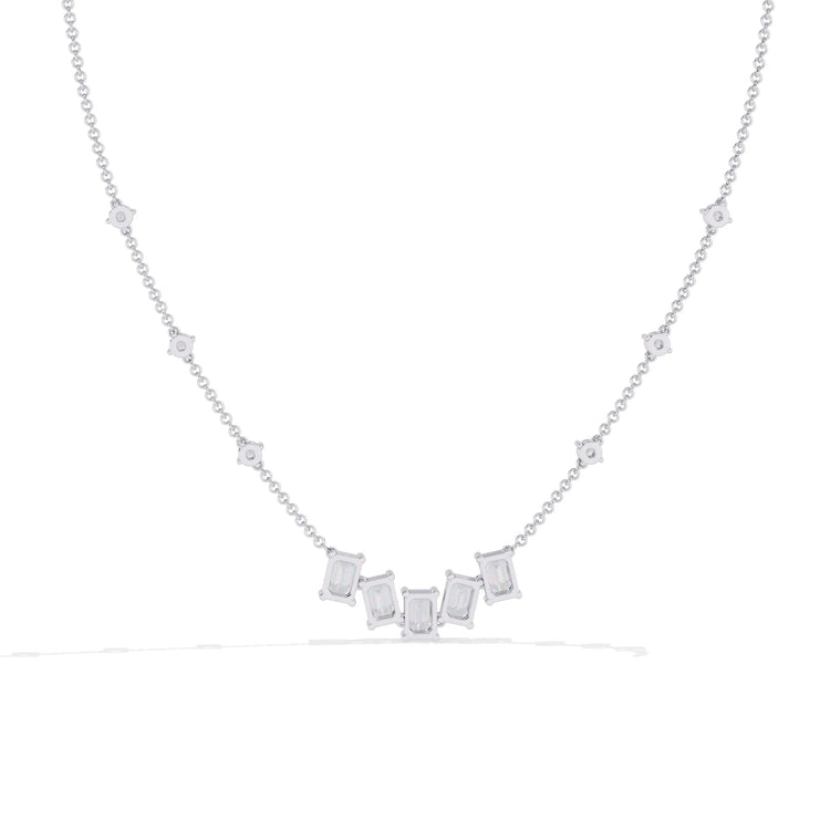 Geometric Radiance Emerald Cut Moissanite Necklace