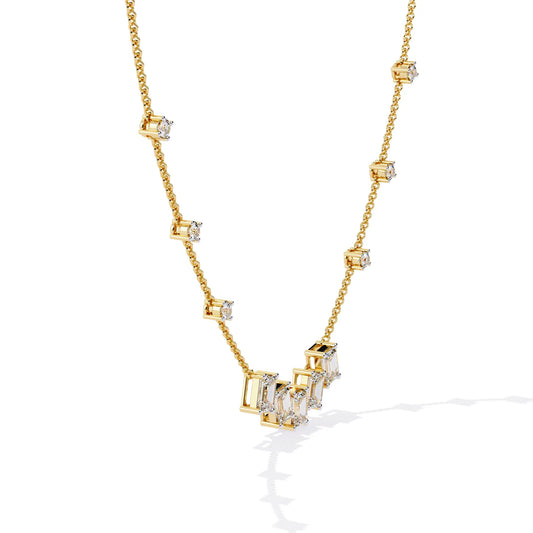 Geometric Radiance Emerald Cut Lab Diamond Necklace