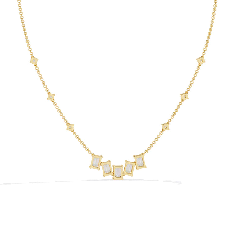Geometric Radiance Emerald Cut Lab Diamond Necklace