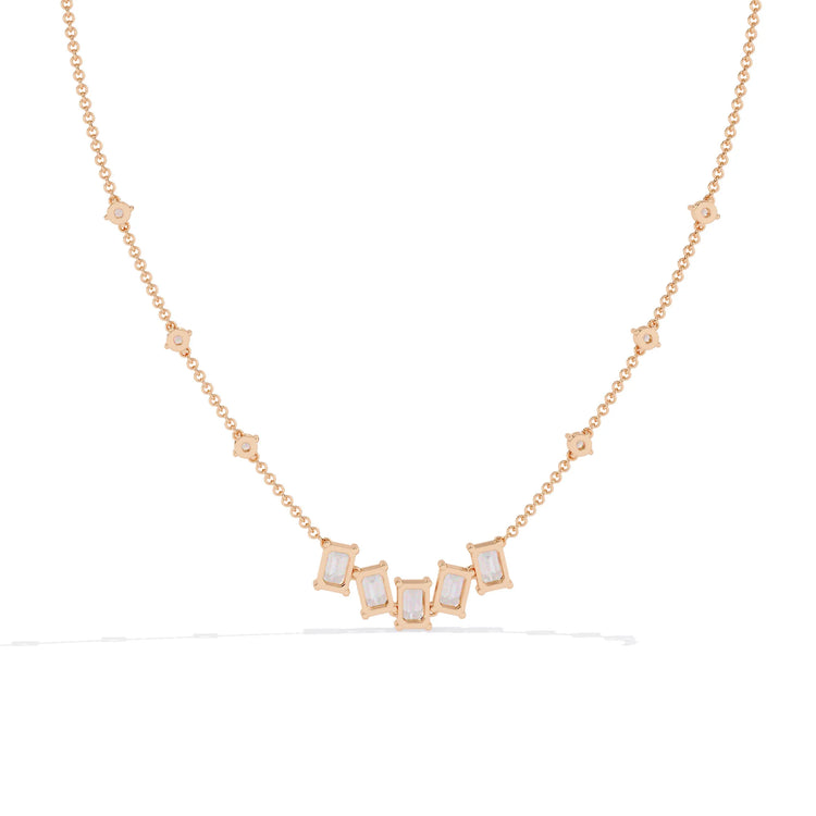 Geometric Radiance Emerald Cut Moissanite Necklace