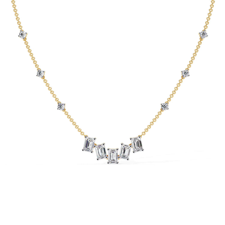 Geometric Radiance Emerald Cut Moissanite Necklace