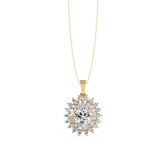 Radiant Lab Diamond Sunburst Necklace