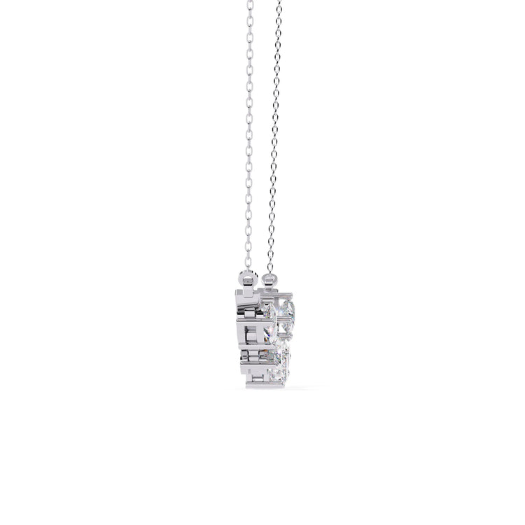 Multi Shape Lab Diamond Cluster Bar Necklace