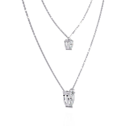 Twin Dewdrops Layered Lab Diamond Necklace