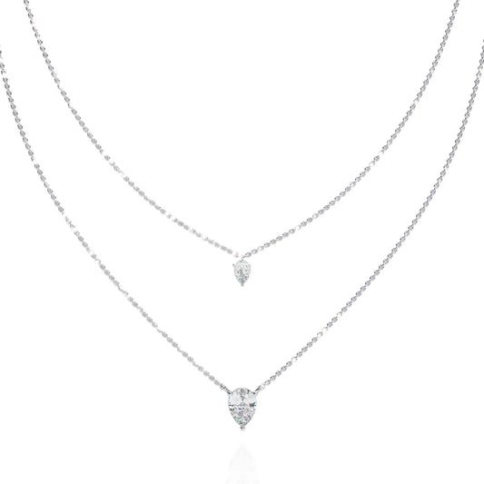 Twin Dewdrops Layered Lab Diamond Necklace