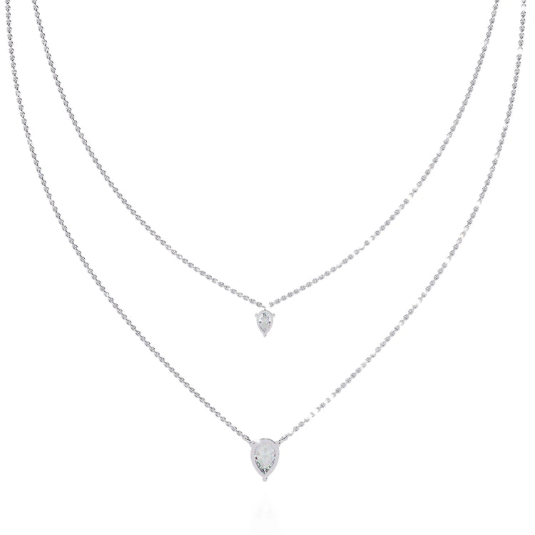 Twin Dewdrops Layered Moissanite Necklace