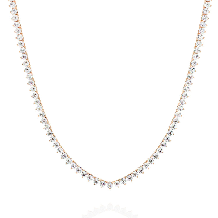 Lab Diamond Three Prong Tennis Necklace