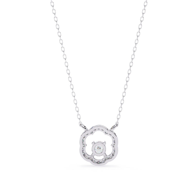Round Lab Diamond set in Floral Pattern Pendent with Halo setting