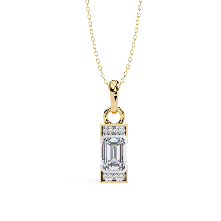 Stunning Emerald Cut Center Stone Lab Diamond Pendant