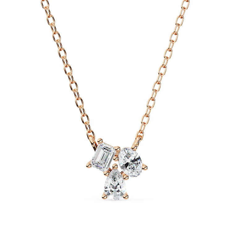 Toi et Moi Tri Moissanite Pendant