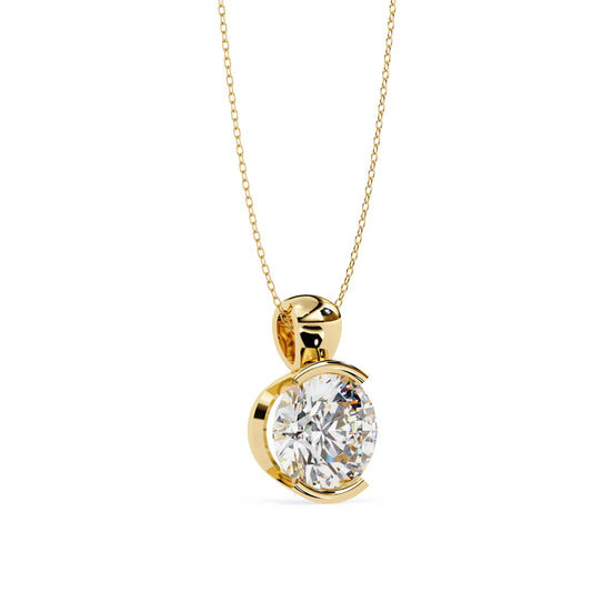 Round Cut Half Bezel Lab Diamond Pendant