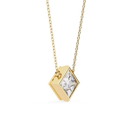 Princess Cut Lab Diamond Bezel Pendant